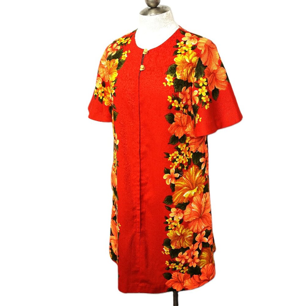 Vintage 60's HAWAIIAN TOGS Floral Aloha Hawaiian Midi Cotton Dress